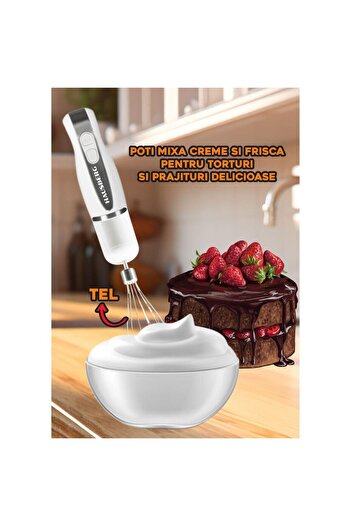 Hausberg Blender 4 in 1, Hausberg HB-7666AB, 2 viteze, motor cupru, lama din inox, 350W, Alb