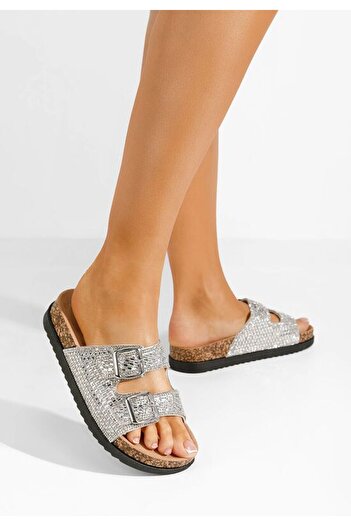 B T Shoes Amarissa silver flat slippers