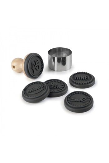 Lacor Pastry stamp set with 5 interchangeable stamps and dough cutter