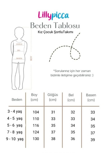 LİLLYPİCCA Cute Cat Patterned Girl's Pocket Shorts Suit (Size Table Available in Images)