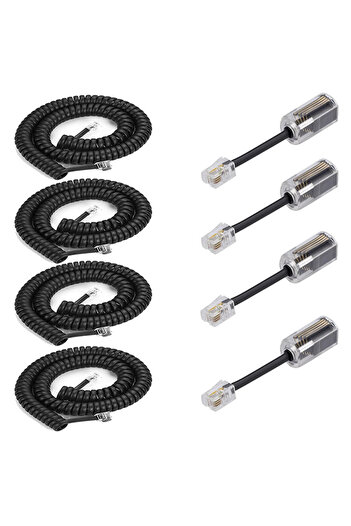 Choice 4Cord 4Detangler RJ9 4P4C Telephone Cord Detangler, 8Ft Telephone Handset Cord and 360 Degree Rotat