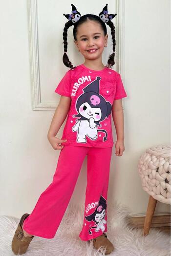 LİLLYPİCCA Cute Cat Patterned Girl's Wide Leg 2-Piece Set