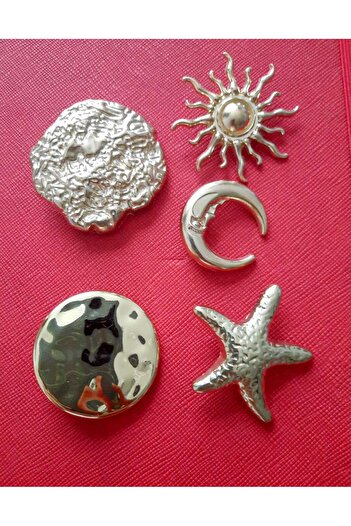 beyna aksesuar Planets Large Size Gold Color Button, (Coat, Jacket, Vest, Dress 5-Piece Set Button)