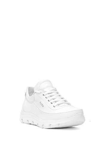 Mammamia Women's White Genuine Leather Casual Shoes D25Ya-3395