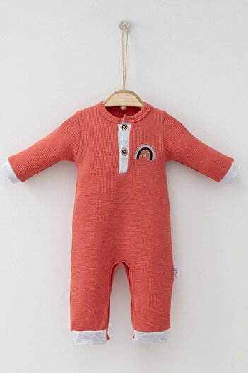 Shop58 Waffle Rainbow Embroidered Baby Boy Jumpsuit