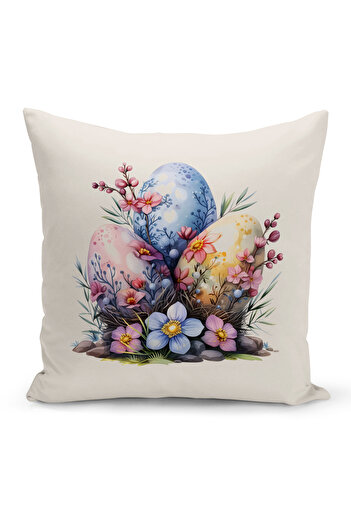 Bertille Home Spring Series Double Sided Digital Printed Throw Pillow Cover (Spring Easter Eastercushion Cover)