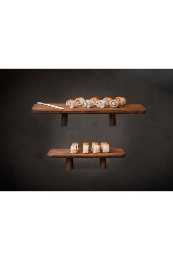 Rabo Craft Large Size 2 Piece Wooden Presentation Plate Cylinder Leg