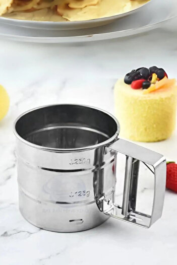 Rotanev Practical Stainless Metal Flour Sieve - Stainless Metal Flour and Sugar Sieve - Metal Sieve