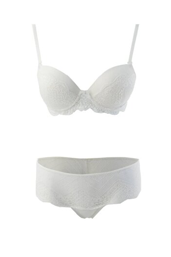 Pierre Cardin Ecru Women'S Lace Bra Set - Regular Fit