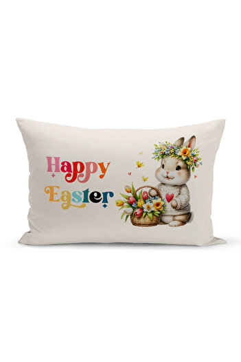 Bertille Home Spring Series Double Sided Digital Printed Throw Pillow Cover (Spring Easter Eastercushion Cover)