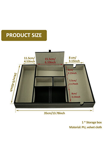Choice 6 Grid PU Desktop Organizer with 5/6 Compartments Men's Valet Tray Nightstand Jewelry Storage Box fo