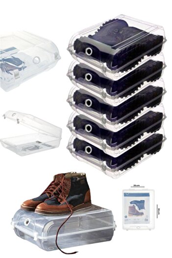 Hitfoni 5-Piece Transparent Shoe Storage Organizer Box