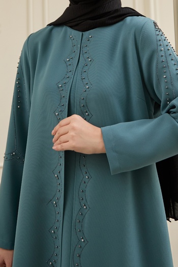 InStyle Νέα Μέντα Πράσινη Πέρλα Λεπτομερής Abaya