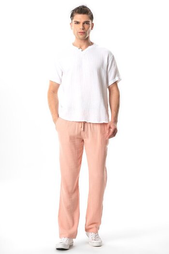 Eliş Şile Bezi Men's Summer Pantalon - Muslin, Waist, Elastic, Double Pocket
