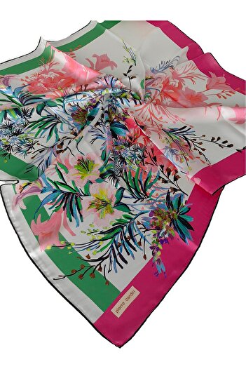 Pierre Cardin Pi̇erre Cardi̇n Silk Crepe Satin Scarf 2025 Summer Season 7501230 -312