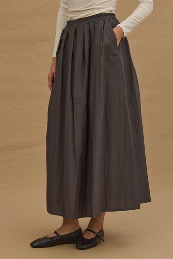 Fahhar Anthracite Gathered Skirt