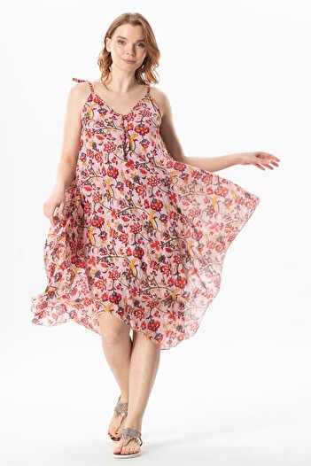 Eliş Şile Bezi Rochie de vară cu bretele Voile Aphrodite Lungime Midi Ivy Powder 6220