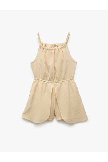 Koton Crew Neck Layered Strappy Muslin Jumpsuit