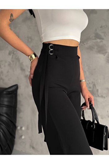 Zula Moda Kadın Kumaş Bol Paça Kapri Pantolon