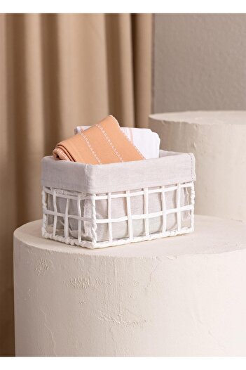 The Mia Braid Wicker Organizer Basket White 22X14X13 cm