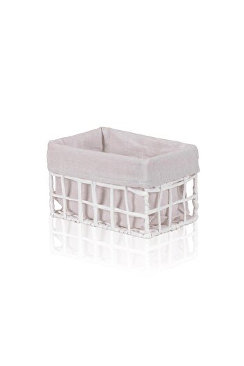The Mia Braid Wicker Organizer Basket White 22X14X13 cm
