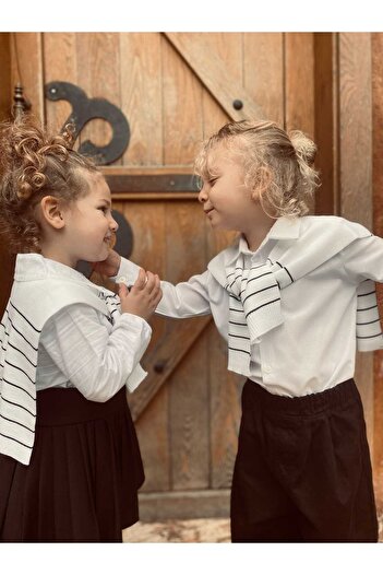 Meriç bebe Cămașă unisex Top Pulover Aspect Tricotat în dungi Accesoriu
