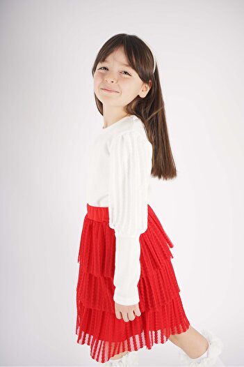 MİNİKO KİDS 23 April 29 October Concept Sleeve Tulle Cuff Detail Layered Tutu Skirt Suit