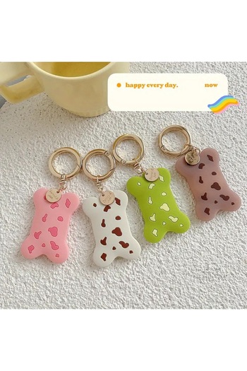 bbtech Bone Patterned Gold Detailed Silicone Keychain Compatible with Airtag