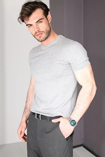 Delpino Round Neck Knitwear Men's Cotton T-Shirt