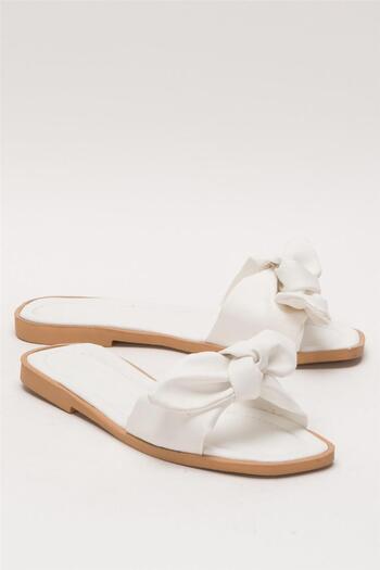 Liger Women's White Bow Casual Summer Slippers