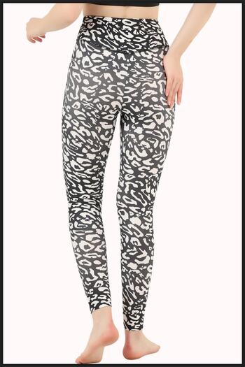 missmaral Women's Leggings High Waist Recovery Black Leopard Digital Printed Comfortable & Stylish Model