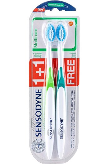 Sensodyne فرشاة أسنان متعددة العناية متوسطة 1+1