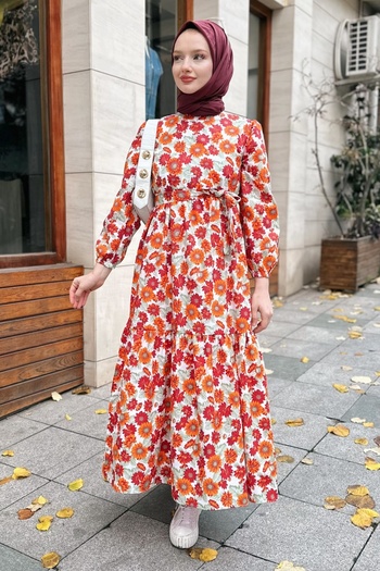 Gizce Oliya Burgundy Dress