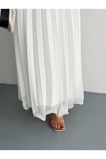sportiness Elastic Waist Skirt with Pleated Chiffon Skirt