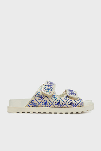 Guess Fadeliza 4g Stone Logo Velcro Slippers Fljfdzfab19 Slippers Fljfdz Fab19 Cream
