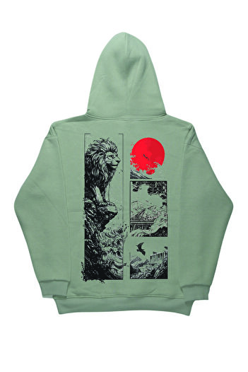 By Caspita Fashion Lenithra The Iran Сırt Басклі Унісекс Oversize Сірий Худі