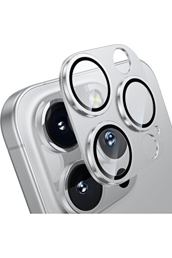 Fibaks Full Protection Camera Lens Protector with Frame Compatible with Apple iPhone 16 Pro & iPhone 16 Pro Max