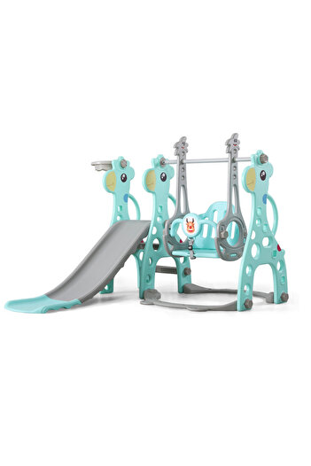 Ma Baby 4 in 1 Toddler Slide Swing Set, Includes Slide, Swing, Basketball Hoop, and Climber
