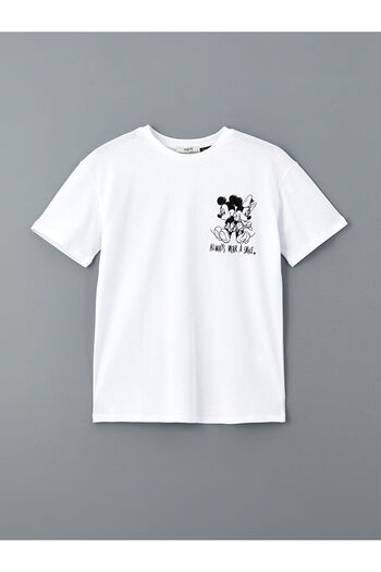 LC Waikiki XSIDE fehér Mickey és Minnie egér nyomott női póló