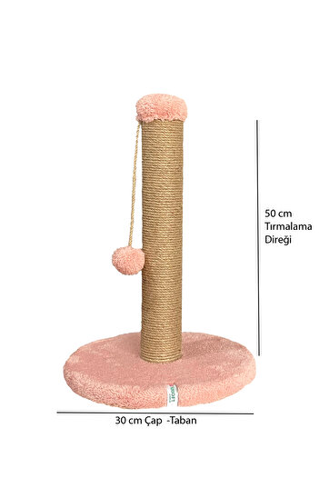 Nursoft Yuvarlak Ponponlu Kedi Tırmalama Direği 52 cm Kedi Tırmalama Tahtası