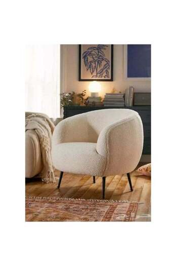 soufa dibaj Chair|Bouclee And Wood Legs 83x76x76 cm - Beige