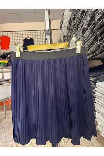 Modahiro Navy Blue Elastic Pleated Skirt