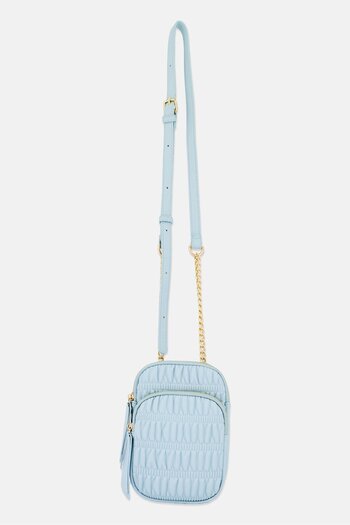 Moda Luxe حقيبة كروس بودي جلدية نسائية، 20 سم ارتفاع × 14 سم طول × 4 سم عرض، أزرق فاتح