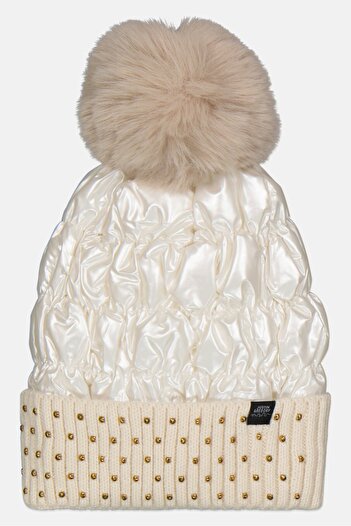 Justin Gregory Women Pom-Pom Beanie, White