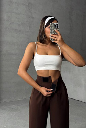 Plenty Women's High Waist Elastic Waist Velcro Palazzo Pants Plaszo Spanish Wide Leg Fabric Pants