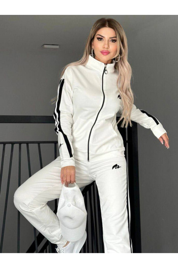 MİMİ Luxury Wear Γυναικείο Σετ φόρμας με φερμουάρ στο κάτω μέρος με κέντημα Lycra 2 κλωστών