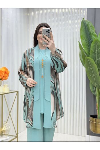 GK Sandy Chiffon Large Size 3 Piece Tunic Set