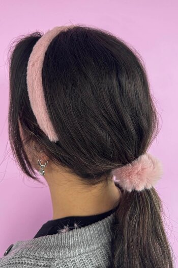 TAKIŞTIR Pink Color Plush Crown and Bagel Buckle Set