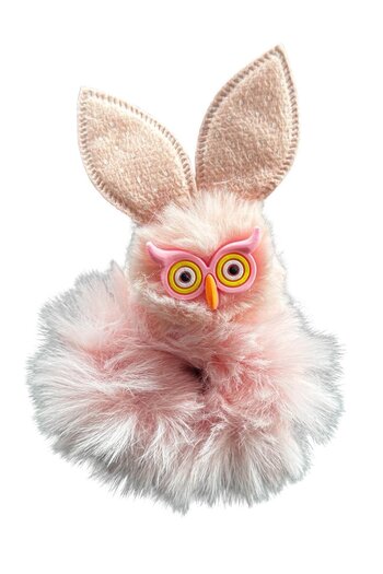 TAKIŞTIR Pink Color Owl Figured Plush Bagel Buckle