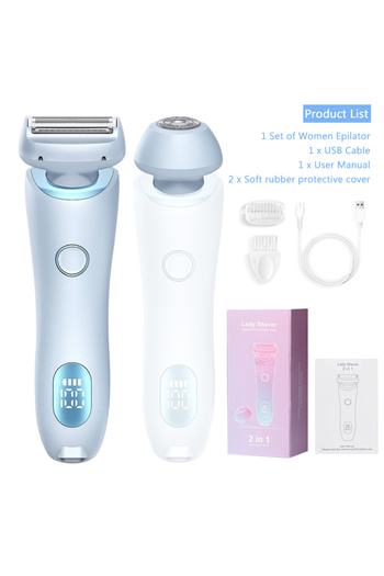Choice1 Blue 2 in 1 Women Shaver Tool Women Electric Epilator Waterproof Dual Head Electric Epilator Recharg